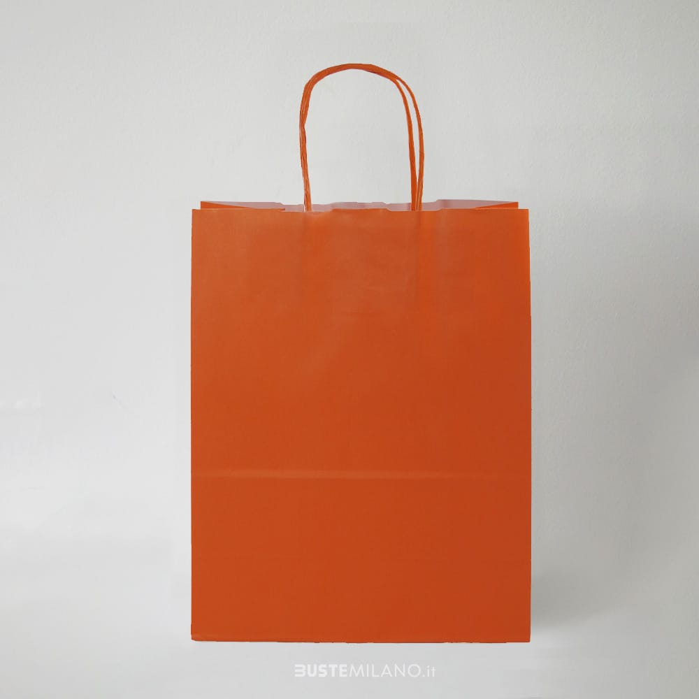 shopper carta colore arancione bustemilano