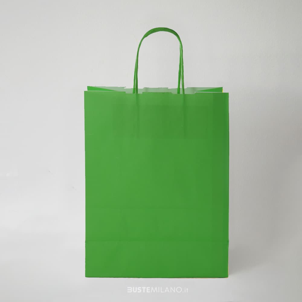busta borsa carta colore verde bustemilano