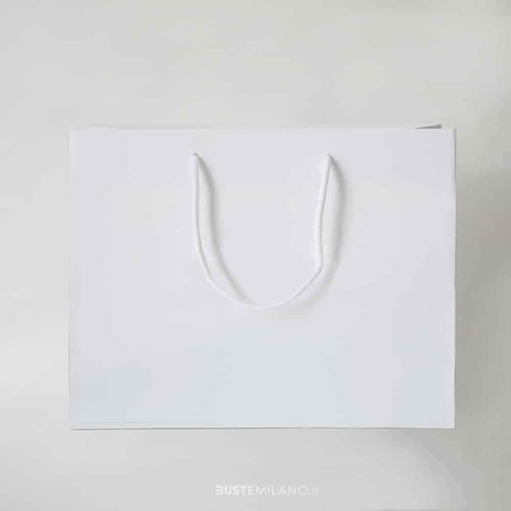 shopper carta bianca opaca manico cotone bustemilano