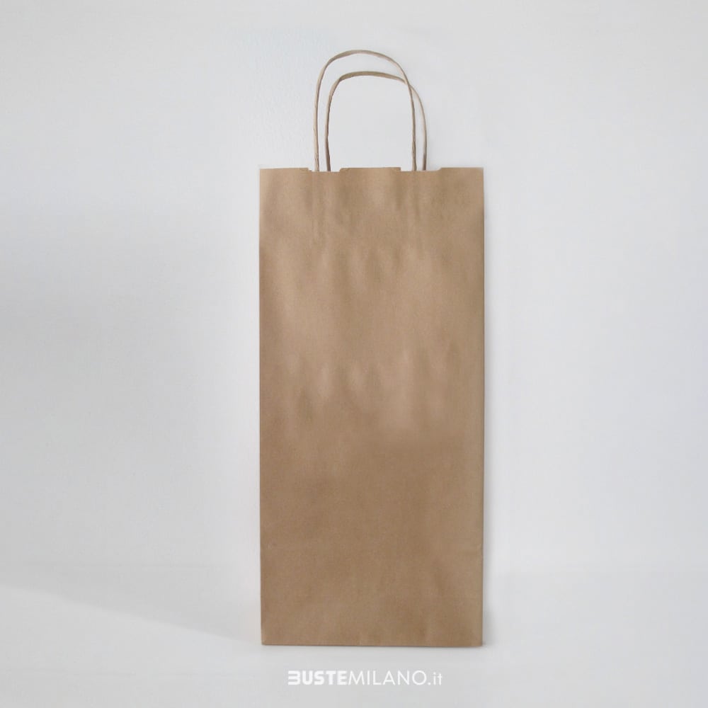 shopper carta due bottiglie vino carta avana bustemilano